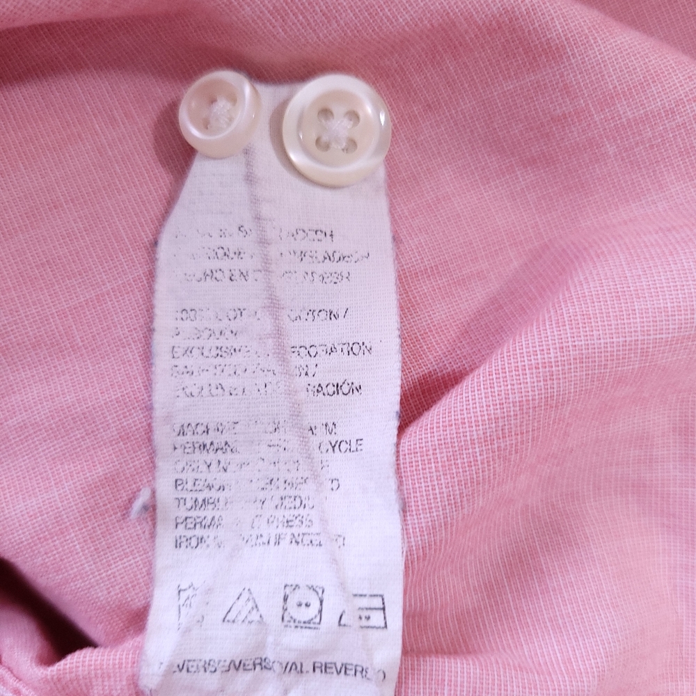 IZOD Luxury Sport Mens L Button Down Shirt Pink Long Sleeve Pocket 100% Cotton - Picture 7 of 7